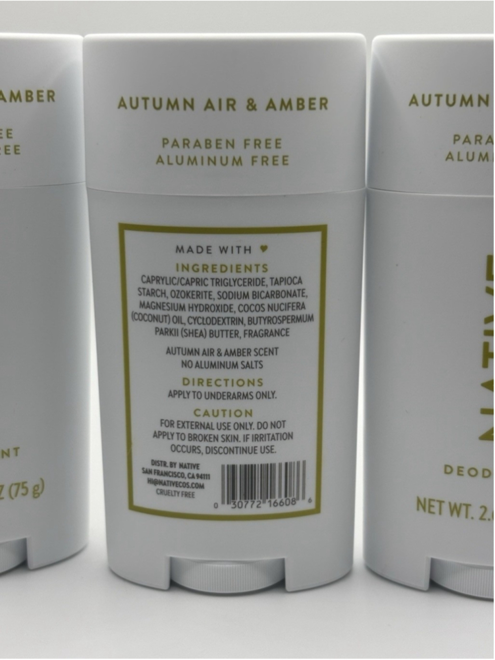 Native Deodorant Autumn Air & Amber Aluminum Free 2.65 oz Bundle of 3 New - Picture 5 of 5